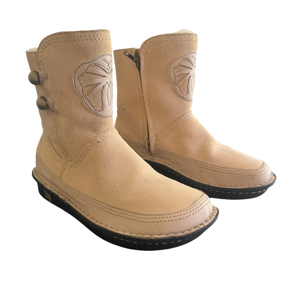 Alegria Aspen Winter Boots Womens 37 Suede Leather Shearling Lined Discontinued